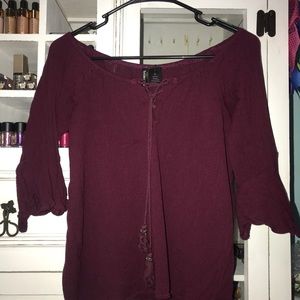 Maroon off shoulder top